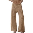 thumbnail image 4 of Womens Crochet Swimsuit Coverup Pants High Waisted Drawstring Sexy Sheer Mesh Knit Wide Leg Beach Pants, 4 of 6