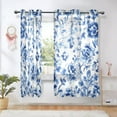 thumbnail image 6 of Sheer Curtains 2 Panels Set Grommet Drapes Window Treatments Light Filtering for Bedroom Living Room W42 x L63 Blue and White Porcelain Floral, 6 of 7