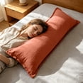 thumbnail image 5 of Long Body Support Pillow, Side Sleeping Leg Pillow, Segmented Filling Prevents Shifting, Soft Breathable Removable Cover, Multi Purpose Bed Cushion for Back, Waist Relief, Orange, 5 of 6