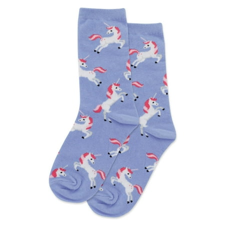 Hot Sox Kids Unicorn Crew Socks, M/L, Periwinkle