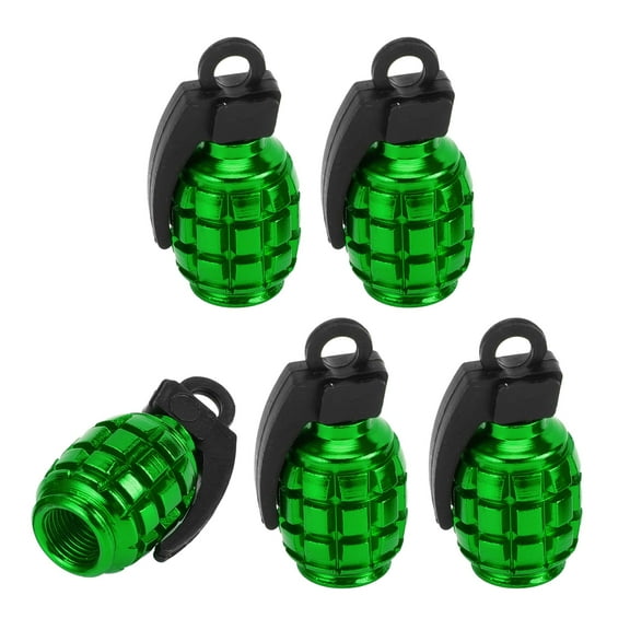 Unique Bargains 5 Pcs Tire Valve Stem Caps 35x16MM Car Wheel Valve Cap Universal for Car Bike Aluminum Alloy Green