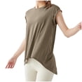 thumbnail image 2 of Lixiuxyad Women's Hip Covering Quick Drying Sports Top Sweat Absorbing Short Sleeved Yoga Suit Loose Yoga Cover Up Womens Summer T Shirts,Brown XL, 2 of 7