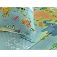 thumbnail image 3 of Ambesonne Cartoon Quilted Coverlet 3 Pcs, Animal Map of the World, Queen Size, Pale Blue Yellow Green, 3 of 4