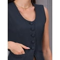 thumbnail image 4 of DARING DIVA Women's U Neck Sleeveless Button Down Waistcoat Suit Top S Dark Blue, 4 of 7
