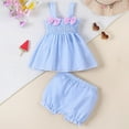 thumbnail image 2 of eczipvz Newborn Clothes Infant Girl Clothes Romper Shorts Set Floral Summer Outfits Cute Baby Clothes Girl Blue,0-3 Months, 2 of 3