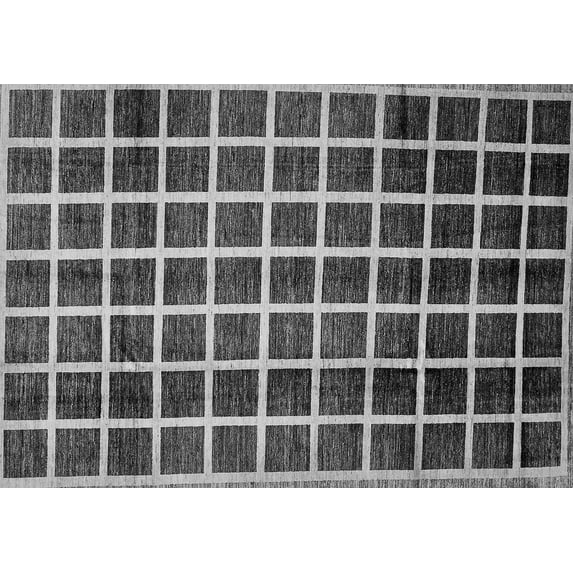 Ahgly Company Indoor Rectangle Checkered Gray Modern Area Rugs, 8' x 12'