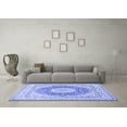 thumbnail image 3 of Ahgly Company Machine Washable Indoor Square Medallion Blue Traditional Area Rugs, 6' Square, 3 of 4