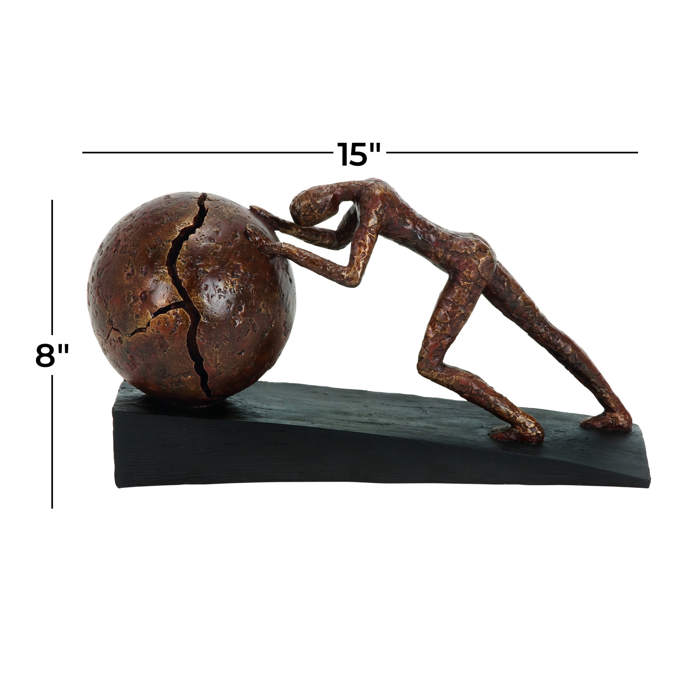 5" x 8" Brown Polystone People Sculpture with Ball, by DecMode