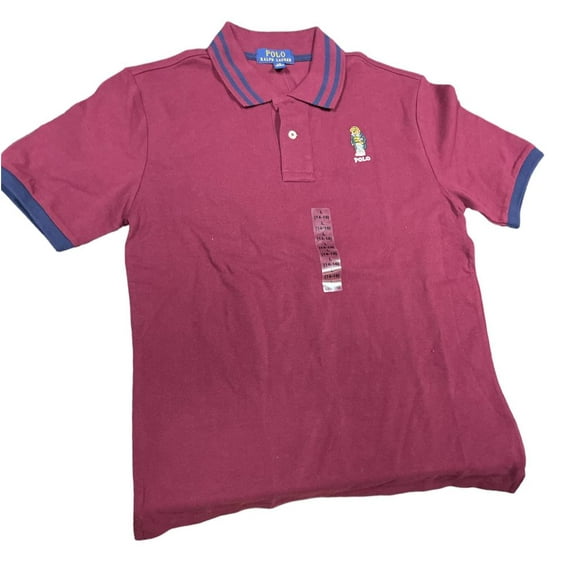 Polo Ralph Lauren BURGUNDY Boy's Allover Pony Polo Shirt, Size L (14-16), NWT