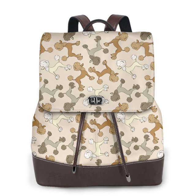 Fotbe Cartoon Poodle Dog Mochila Bolso con Estampado para Mujer, Mochila Antirrobo de Nylon Impermeable, Bolsa Ligera de Hombro