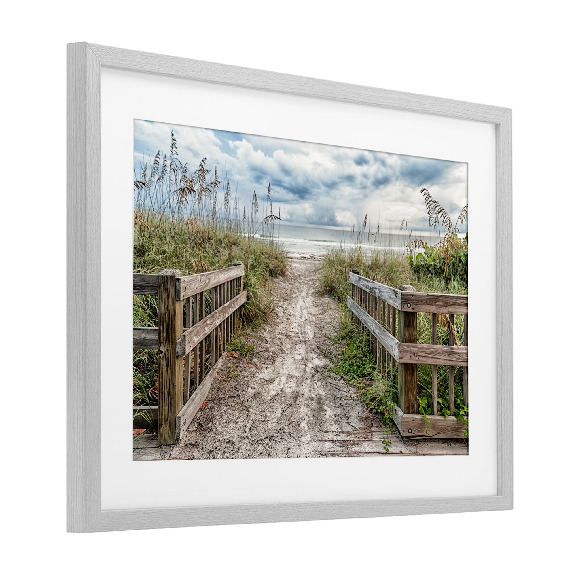 Stupell Industries Beach Entrance Fence Gray Framed Print Under Glass, design by Mary Lou Johnson