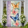 thumbnail image 3 of Colorful Flowers Welcome Banner Pink Purple Blue Floral Display Green Leaves Soft Background Flower Backdrop for Home Entrance Party Welcome Spring Gathering, 3 of 9