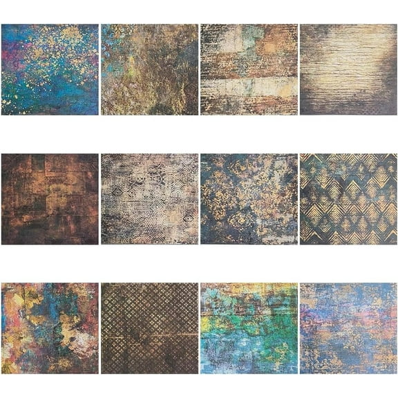 24 Sheets Dark Aesthetic Scrapbook Paper Pad 6 Inch Vintage Texture Decorative Craft Background Paper for Scrapbooking Papercrafts Journals Planner Card Making Album Decor Decoupage Crafts