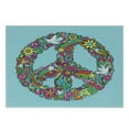 thumbnail image 3 of Hippie Cutting Board, Hand-Drawn Psychedelic Groovy Floral Peace Sign and Dove Doodles on Line Sketchbook, Decorative Tempered Glass Cutting and Serving Board, Small Size, Multicolor, by Ambesonne, 3 of 5