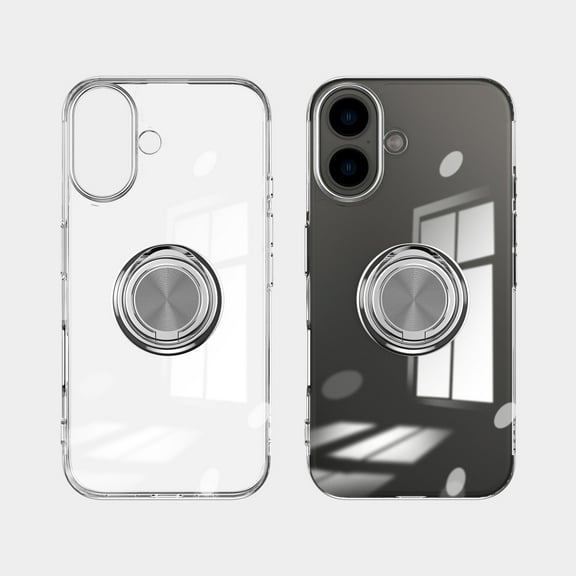 For iPhone 17e16e Case with Ring Holder, Kickstand Magnetic Case Compatible with Car Mount Bumper Rugged Shockproof Clear Back Cover Phone Case for Apple iPhone 17e 16e, Silver