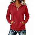 thumbnail image 4 of Hurxie Womens Quarter Zip Pullover Casual Long Sleeve Shirts Half Zip Sweatshirt Trendy Spring Clothes Red,L, 4 of 6