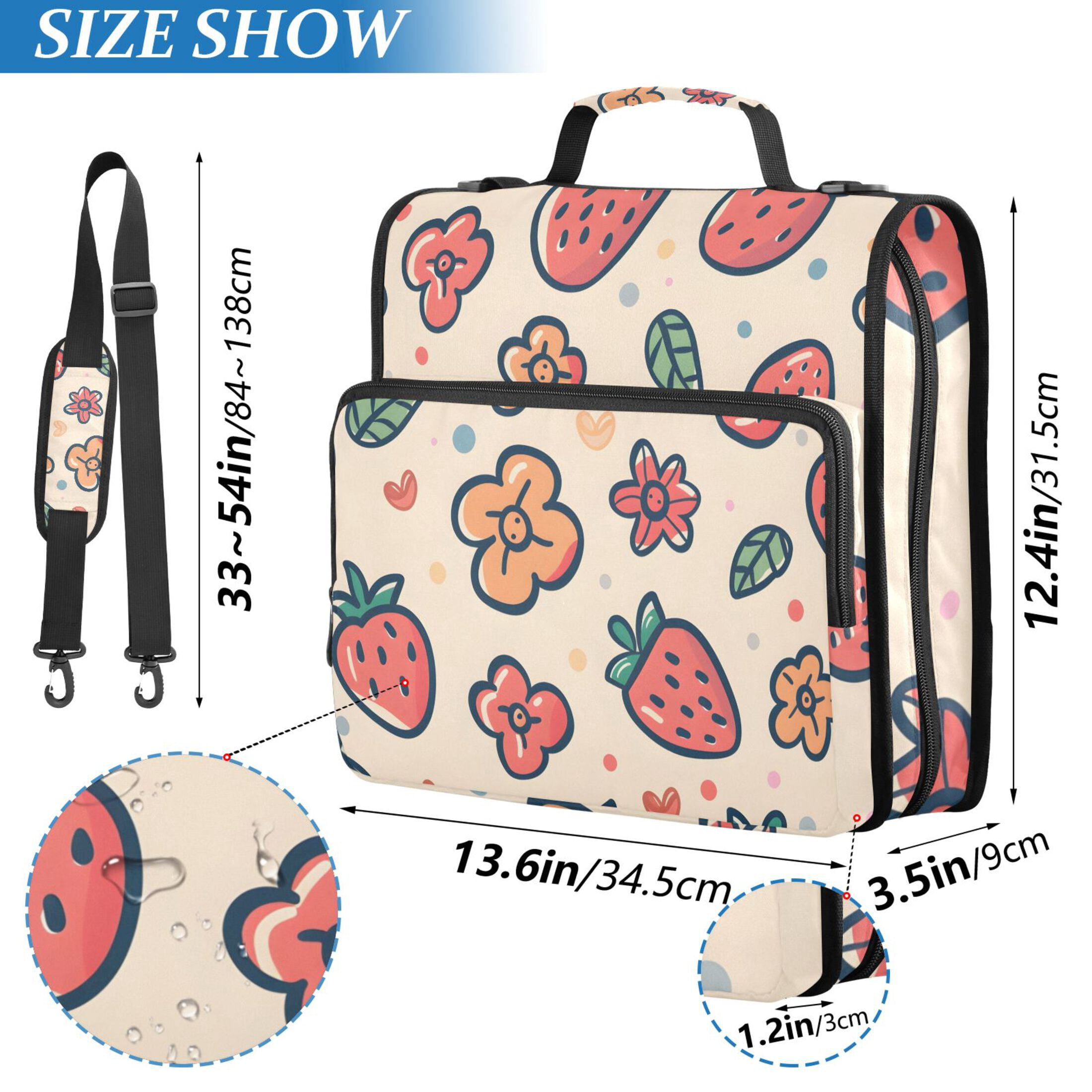 ALAZA Zipper Binder Cute Strawberry 3 Ring Trapper Keeper File Folder Organizer Bag