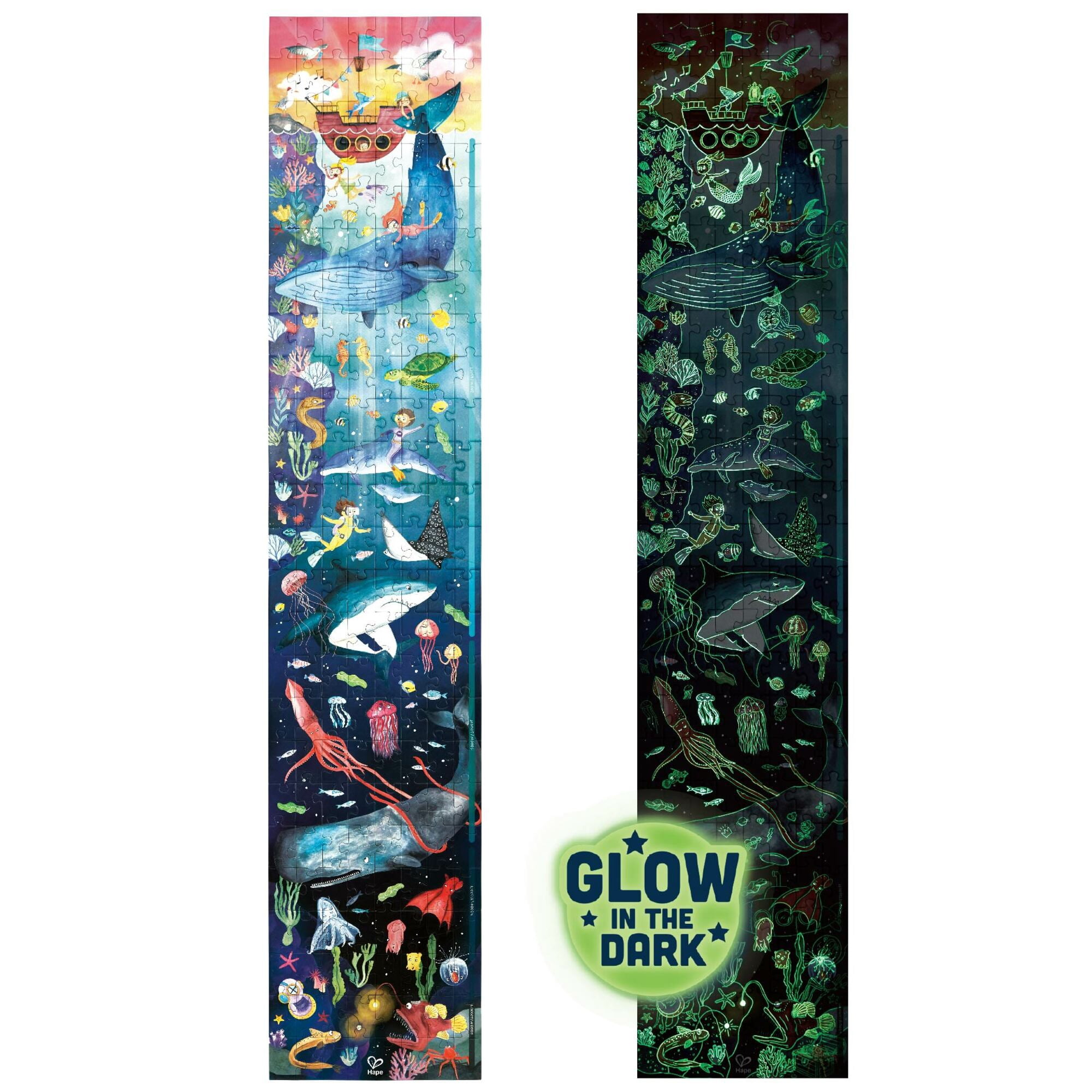 Hape Giant Glow-In-The-Dark Ocean Life Jigsaw Puzzle, 200 Pieces