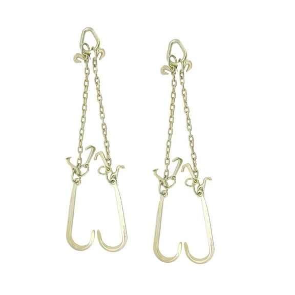 Mytee Products (2 Pack) 5/16"x3' Leg Grade 70 V-Chain Bridle Tow w/ 15" Large Shank J Hook, T-J Hook & Grab Hooks for Towing - 4700 LBS WLL Tow Truck Chain Accessories for Trailer Wrecker Recovery