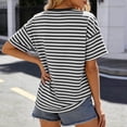 thumbnail image 4 of Bibifish Womens Basic Sports T-Shirts Summer Short Sleeve Crew Neck Timeless Monochrome Stripe Loose Fit Tee Laid Casual Outings Everyday Wear Tops, 4 of 5