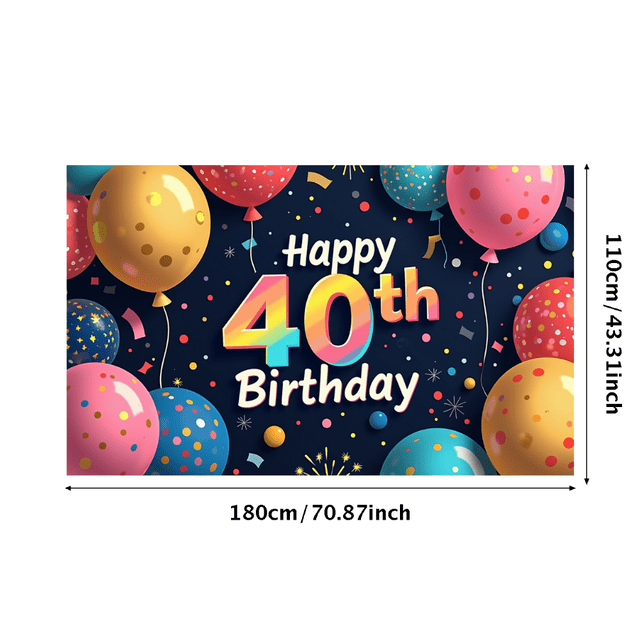Happy 40th Birthday Banner Large Colorful Balloon Party Backdrop Decoration Celebration Outdoor Garden Event Photo Booth Props Background