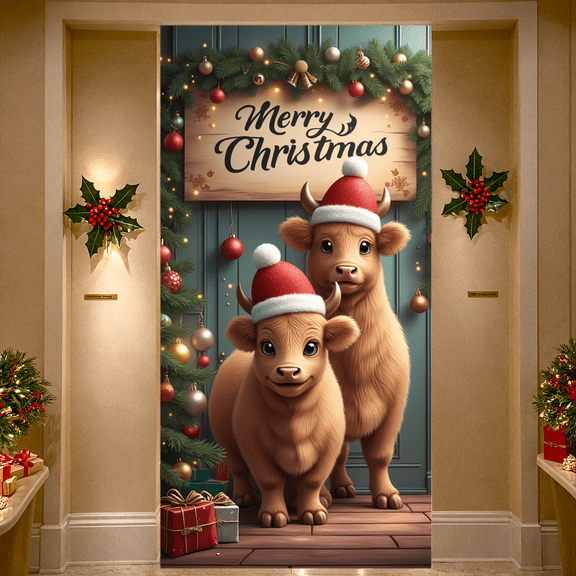Festive Design Merry Christmas Banner Holiday Decor Christmas Animal Theme for Family Celebration Holiday Gathering Seasonal Decoration
