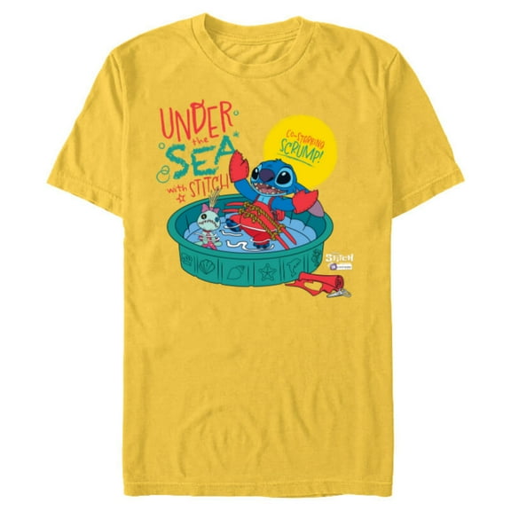Disney 100 Stitch in Costume Little Mermaid Under the Sea - Short Sleeve Blended T-Shirt for Adults - Customized-Yellow