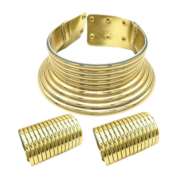 Conjunto de pulsera de collares de gargantilla nacional , pulsera de collar de declaración de brazalete Oro Yuyangstore joyería africana
