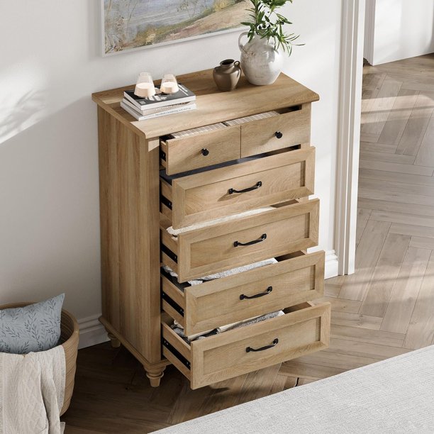 WAMPAT Tall Dresser for Bedroom with 5 Drawers&Solid Wood WAMPAT Tall Dresser for Bedroom with 5 Drawers&Solid Wood