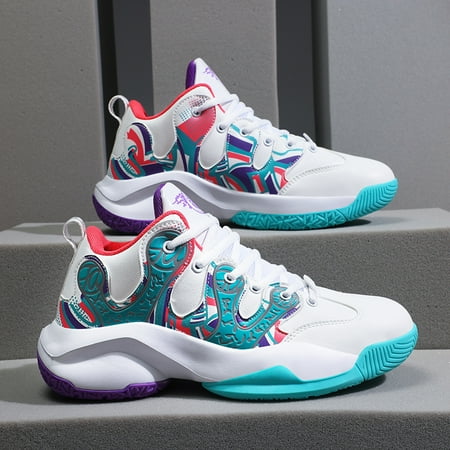 

Men s Fashion Color Block Shock Absorption Wear-resistant Non-slip Lace Up Sports Sneakers For Basketball Running Men s Elevator Shoes