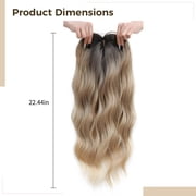 22 Inch Gradient Deep Golden Wavy Hair Topper for Women, Synthetic Heat-Resistant Fiber, Realistic Lace Scalp, Secure Fit with Anti-Slip Clips