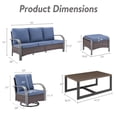 thumbnail image 4 of OPOHORO 6-Piece Outdoor Patio Furniture Set with Sofa, 2 Swivel Rocking Chairs, 2 Ottomans and Coffee Table, PE Wicker Deep Seating with Blue Cushions for Deck or Porch, 4 of 15