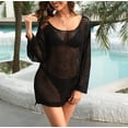 thumbnail image 3 of Womens Oversized Crochet Knit Swim Cover Up Long Sleeve Mesh Beach Bathing Suit Coverup, 3 of 13