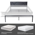 thumbnail image 5 of Allewie Queen Size Platform Metal Bed Frame with Geometric Faux Leather Headboard & Underbed Storage, Black, 5 of 8