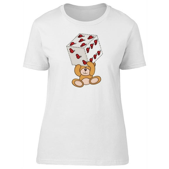 Teddy Bear Holding Heart Cube T-Shirt Women -Image by Shutterstock, Female Small