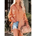 thumbnail image 3 of Charmo Women's Pocket Striped Button Down Casual Shirt Blouse Top, 3 of 7
