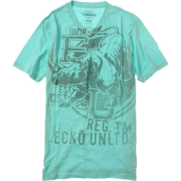 Ecko Unltd. Camiseta gráfica Big Ups Rhino con cuello en V para hombre, azul, talla mediana