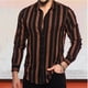 thumbnail image 1 of Camisa de hombre de negocios a rayas para uso diario, salidas de fin de semana, primavera y verano, solapa, manga larga, camisa elástica burdeos XS-6XL, 1 of 6