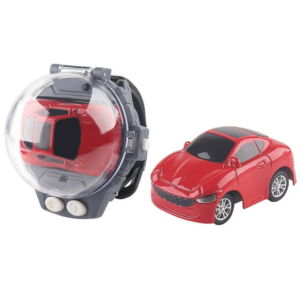 Rvidsgi Car Watch Toy Mini 2.4GHz Remote Control Entertainment LED Light Cartoon Wearable Watch RC Car Toy School Supplies