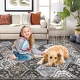 thumbnail image 7 of Luku 5ft*7ft Runner Rug Washable Moroccan Trellis Hallway Runner, Non-Slip Stain Resistant Area Rug Vintage Distressed Floral Kitchen Mat Floor Cover Carpet for Doorway Bedside, 7 of 7