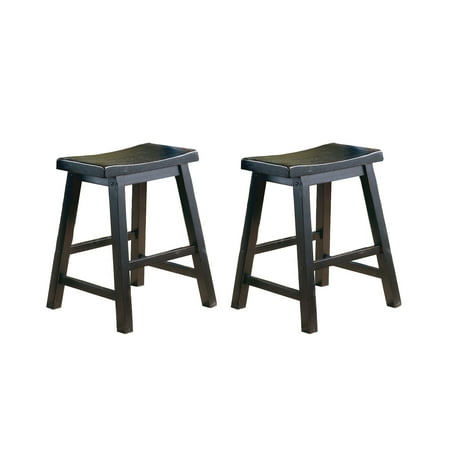 Saddleback 18 Height Stool Black Finish Set Of 2 Walmart Com