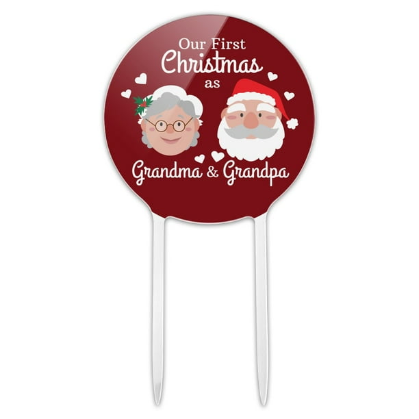 Download Acrylic Our First Christmas As Grandma Grandpa Santa Mrs Claus Cake Topper Party Decoration For Wedding Anniversary Birthday Graduation Walmart Com Walmart Com