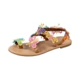 thumbnail image 2 of Willtoo Summer Women Sandals Bohemia Style Flat Thong Sandals Beach Shoes Colored Embroidered Butterfly Flip Flops Elegant Slip on Toe Ring Casual Dress Shoes, 2 of 6