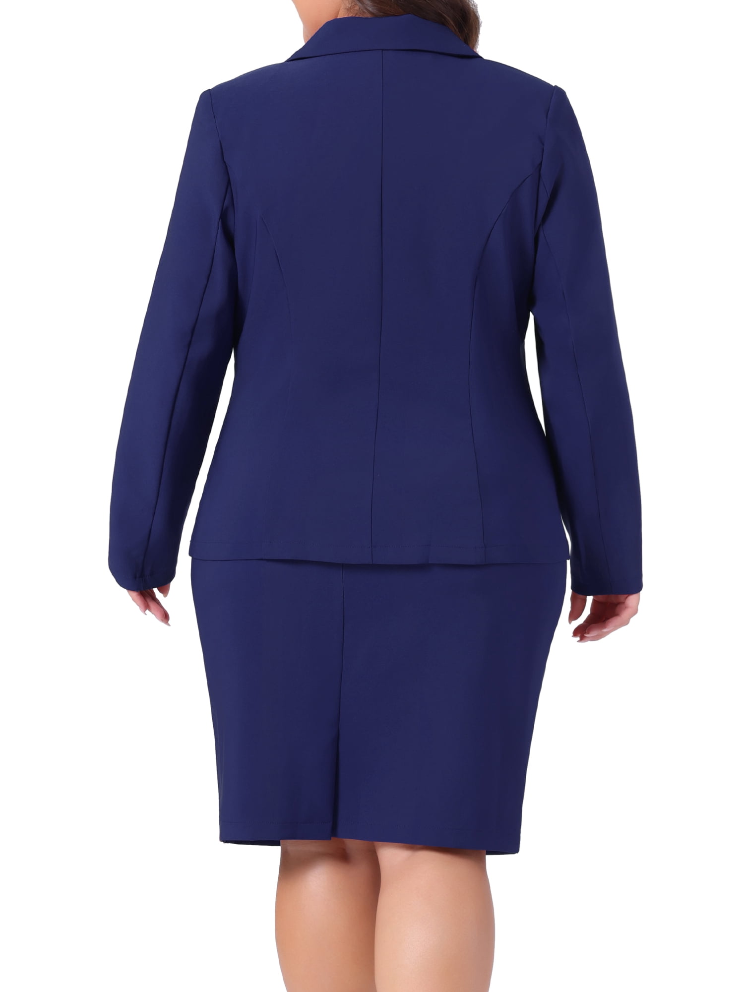 DARING DIVA Women's Plus 2 Pcs Notched Lapel Outfits Business Casual Suit Sets 3X Royal Blue