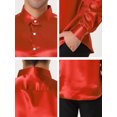 thumbnail image 6 of MODA NOVA Big & Tall Men's Satin Long Sleeve Button Down Slim Fit Dress Shirt Red XL, 6 of 6