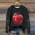 thumbnail image 2 of Pisexur Sweatshirts de Noël pour Femmes Mode Vacances Imprimé Graphique Pomme Rouge Pull Décontracté Manches Longues Col Rond Chandails en Molleton Amples Confortables Automne pour Femmes, 2 of 3