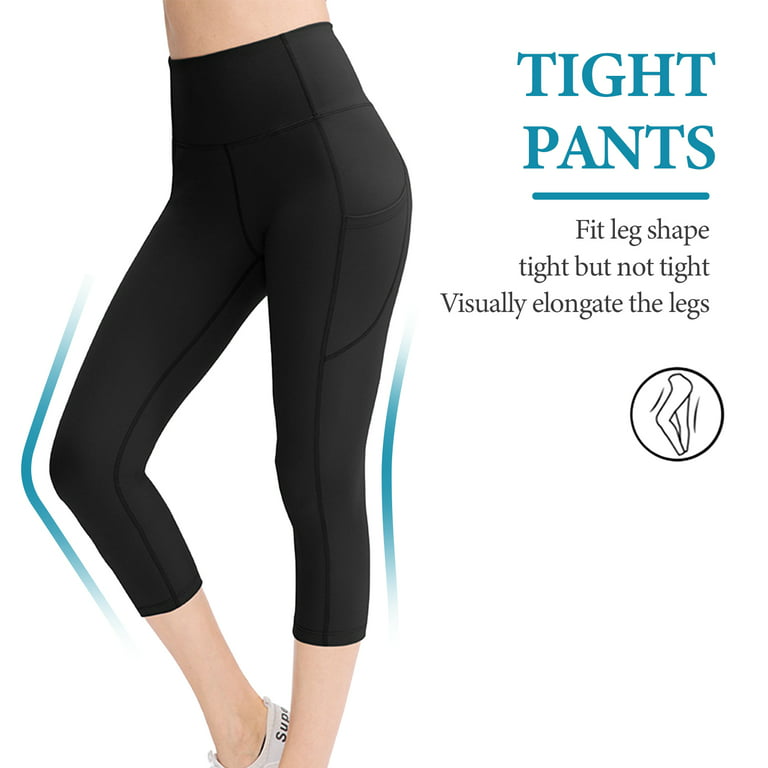Bodychum Women's Capri Leggings with Pockets High Waisted Lift Leggings  Tights Yoga Pants Tummy Control Sports Leggings Hide Belly 