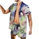 thumbnail image 1 of Conjunto casual de blusa y pantalones de playa de manga corta con estampado de botones para hombre Pompotops oipoqjl35979, 1 of 5