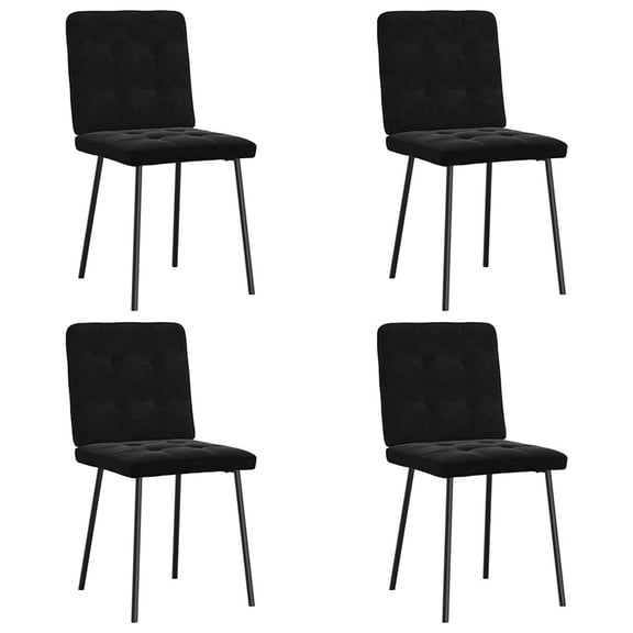 vidaXL Dining Chair Set of 4 Black Velvet, Metal, Plywood Standard