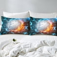 thumbnail image 4 of Volleyball Bedding Set, Blue Gradient Hexagon Bed Sheets Queen Size Teens Adult Bedroom, Sports Games Fitted Sheet Geometric Neon Honeycomb Sheets 3 Pcs With 2 Pillow Cases, 4 of 5
